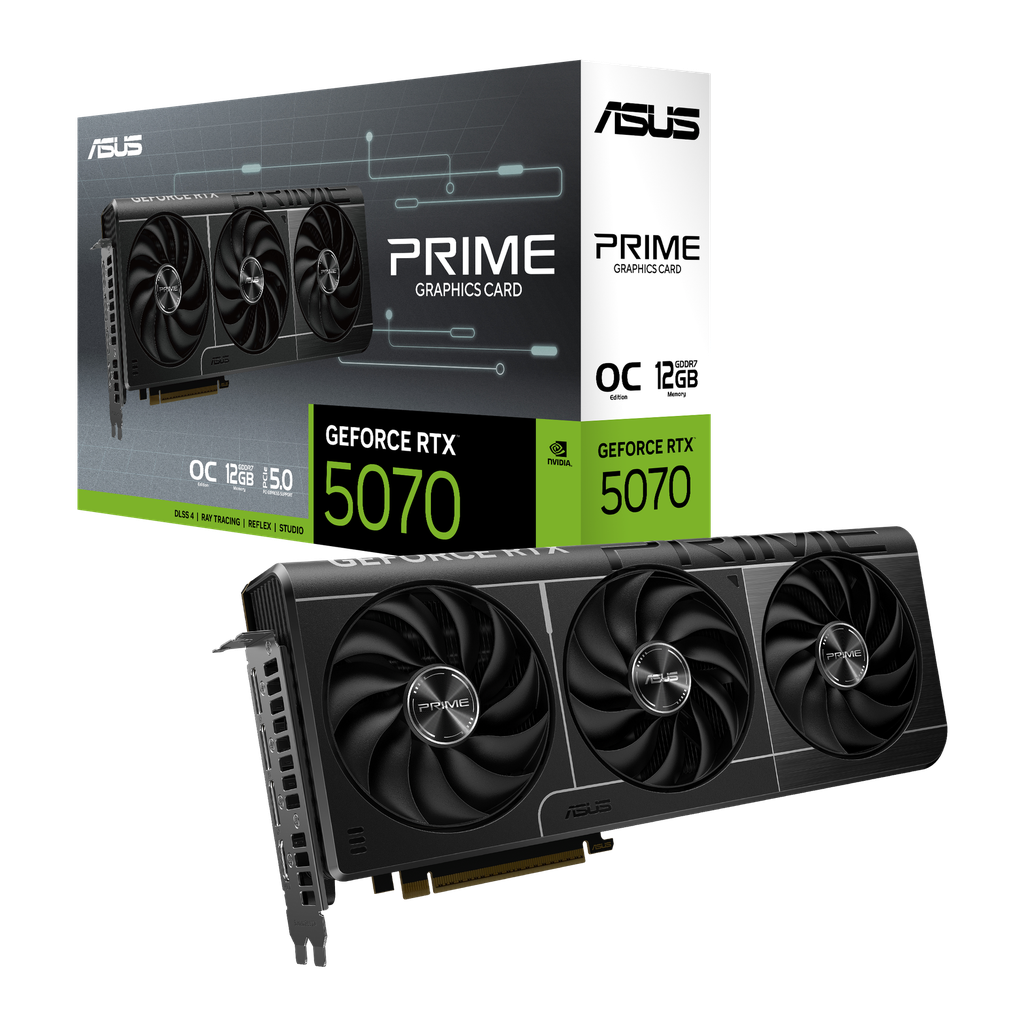 TVIDEO ASUS PRIME RTX5070 12GB GDDR7 HDMI DP PRIME-RTX5070-OC 12G 90YV0M10-M0AA00 1AÑO DE GARANTIA