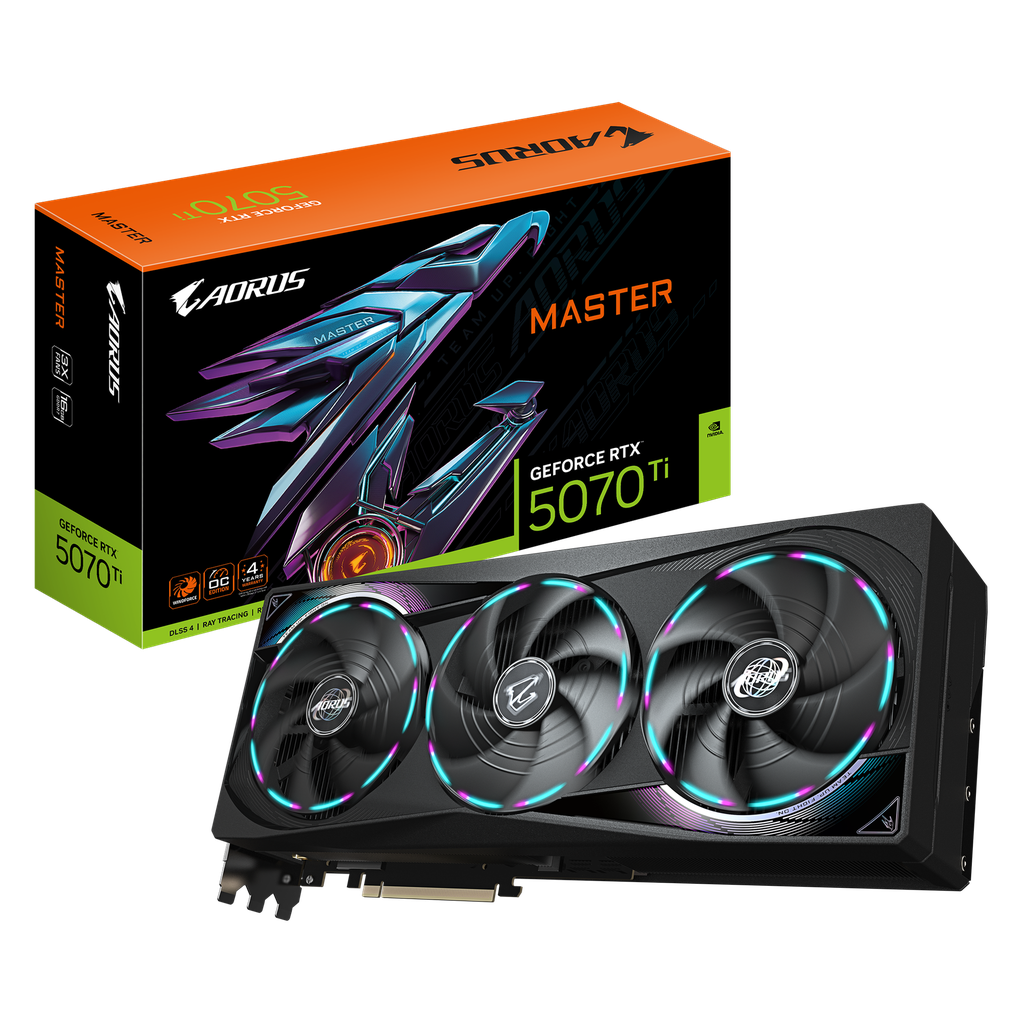 TVIDEO GIGABYTE RTX5070 TI MASTER 16GB 256BIT GDDR7 GV-N507TAORUS M-16GD 11M DE GARANTIA