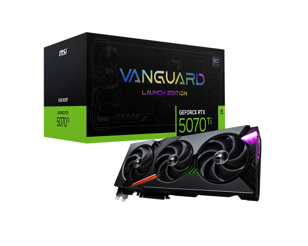 TARJETA DE VIDEO NVIDIA RTX5070TI 16GB SOC GDDR7 MSI VANGUARD RTX 5070 TI 16G VANGUARD SOC LAUNCH EDITION 1AÑO DE GARANTIA