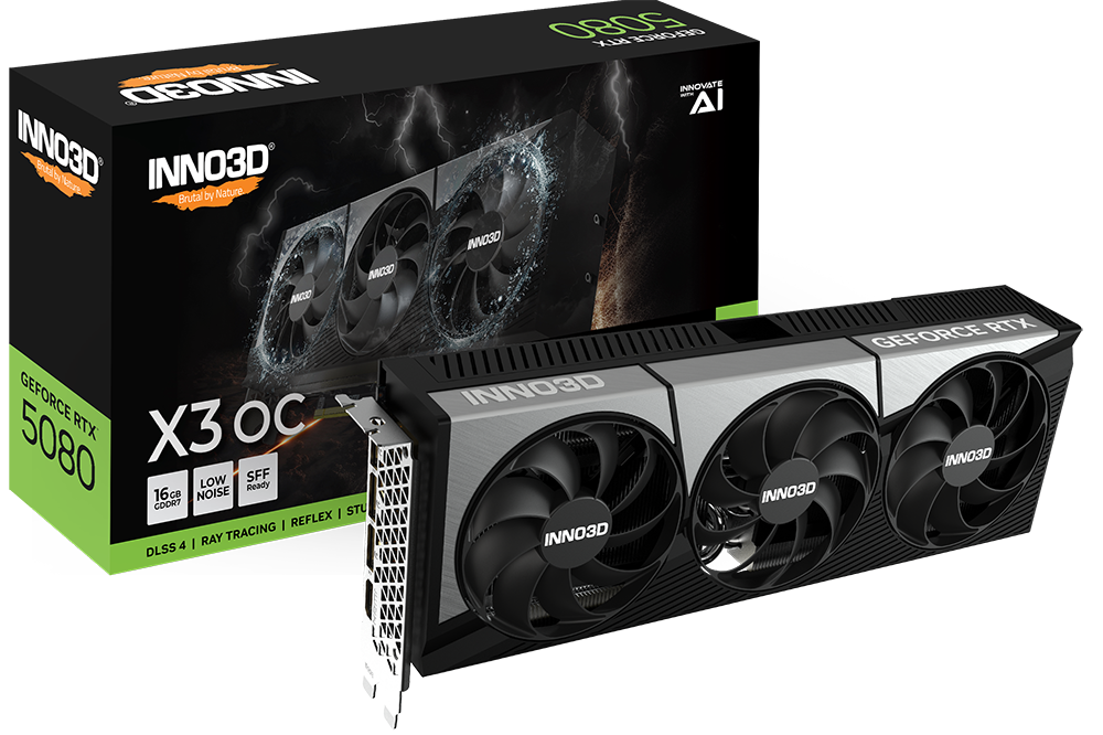 TVIDEO INNO3D RTX 5080 X3 OC 16GB GDDR7 HDMI DP N50803-16D7X-17603930 11M DE GARANTIA