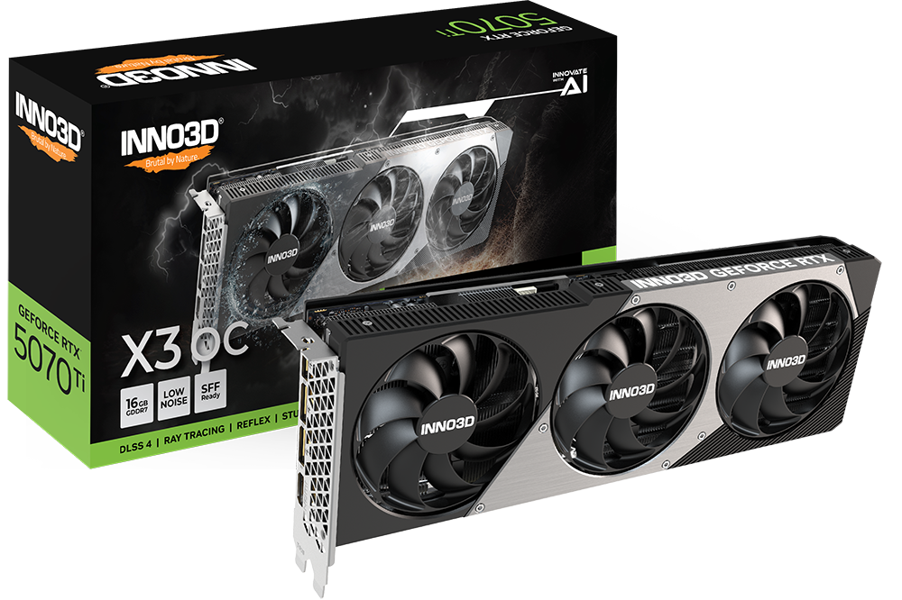 TVIDEO INNO3D RTX 5070 TI X3 OC 16GB GDDR7 HDMI DP N507T3-16D7X-176068N 11M DE GARANTIA