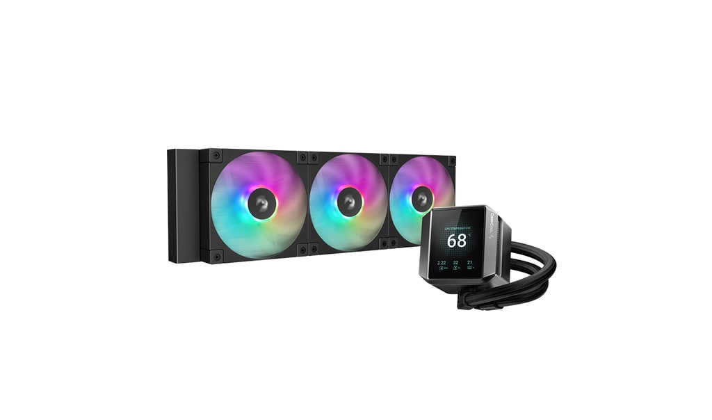 ENFRIAMIENTO DEEPCOOL MYSTIQUE 360 LX750 NEGRO ARGB AM5/LGA1700 PANTALLA LCD TFT R-LX750-BKADSNC-G-1 12M DE GARANTIA