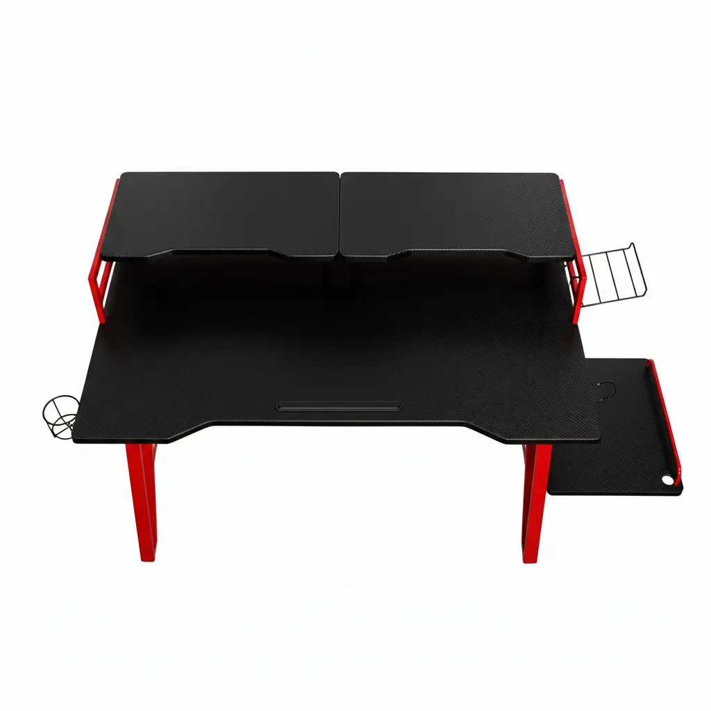 ESCRITORIO GAMER NACEB CON PLATAFORMA NEGRO ROJO 1.59X64.7CM NA-0646 6M DE GARANTIA
