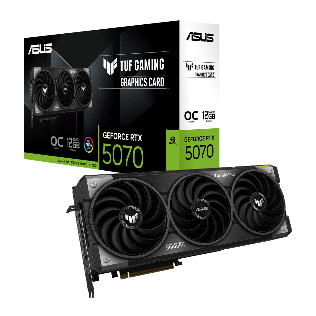 TVIDEO ASUS TUF GAMING RTX5070 OC 12GB GDDR7 HDMI DP TUF-RTX5070-O12G-GAMING 90YV0LZ0-M0AA00 1AÑO DE GARANTIA