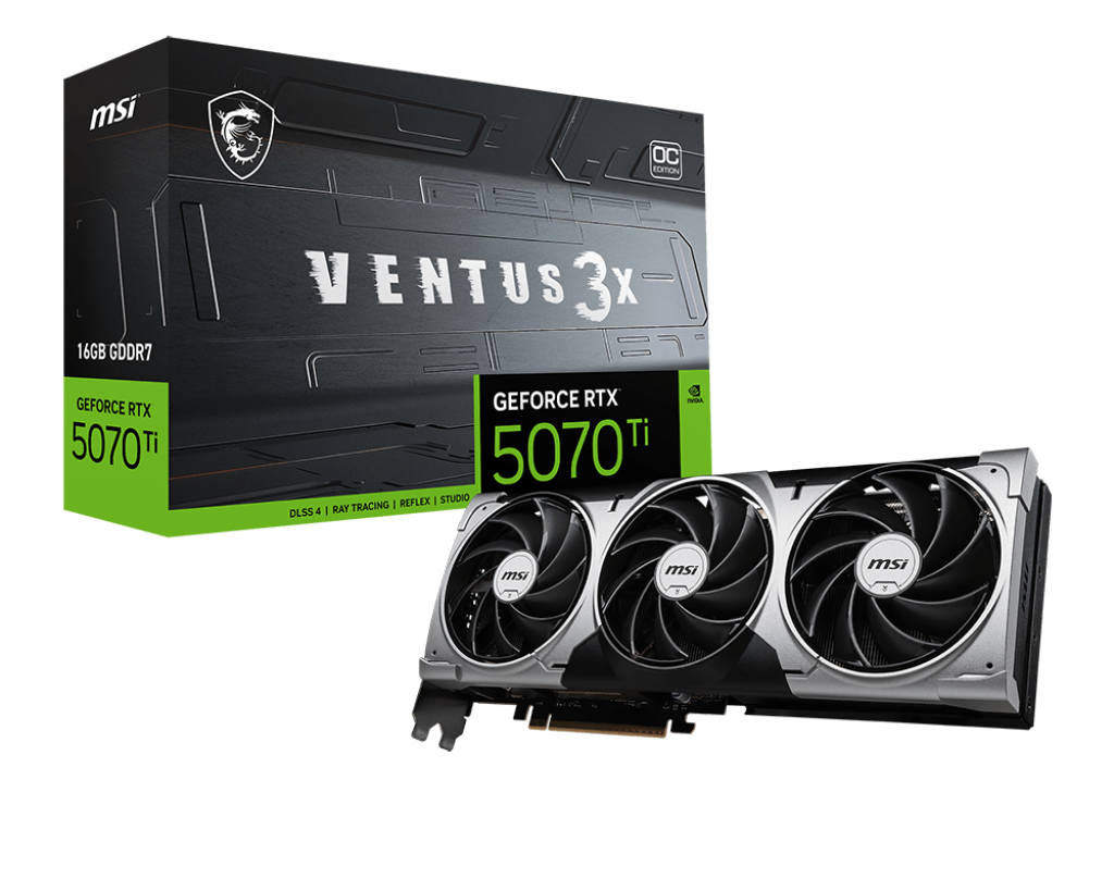TARJETA DE VIDEO NVIDIA RTX5070TI 16GB OC GDDR7 MSI VENTUS RTX 5070 TI 16G VENTUS 3X OC 12M DE GARANTIA