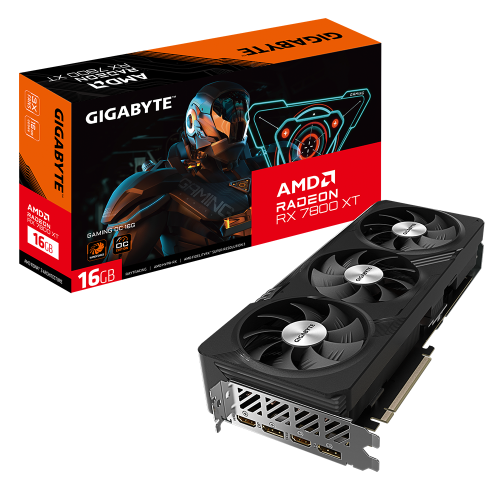 ARCH140625 TVIDEO GIGABYTE RX7800 XT GAMING OC 16G 256BIT GDDR6 GV-R78XTGAMING OC -16GD 11M DE GARANTIA