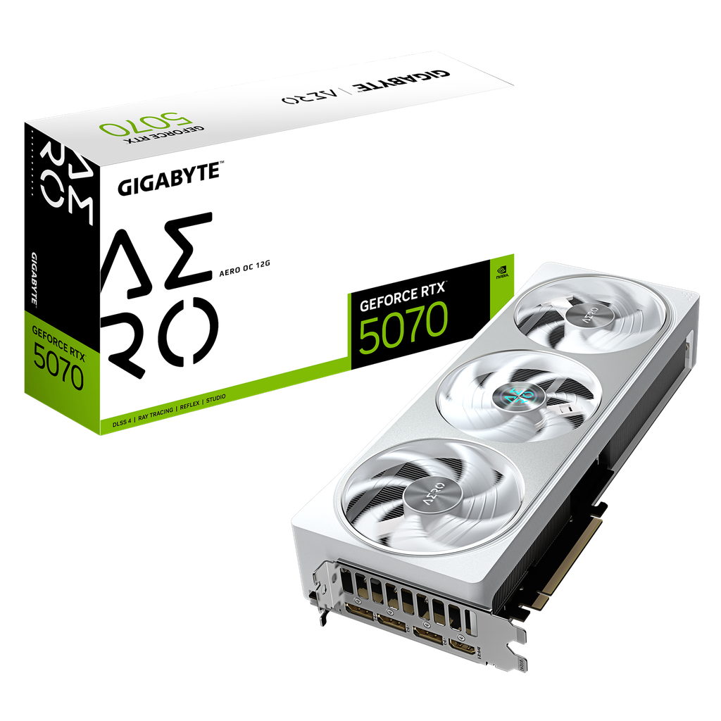 TARJETA DE VIDEO NVIDIA GEFORCE RTX5070 12GB OC GDDR7 GIGABYTE AERO GV-N5070AERO OC-12GD 12M DE GARANTIA