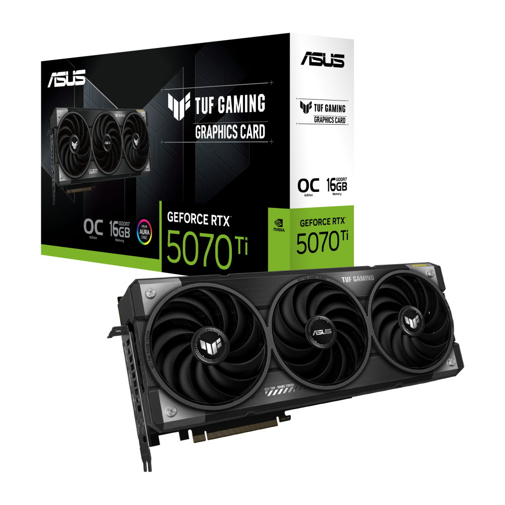 TVIDEO ASUS TUF GAMING RTX5070TI 16GB GDDR7 HDMI DP TUF-RTX5070TI-O16G-GAMING 90YV0MD0-M0AA00 1AÑO DE GARANTIA