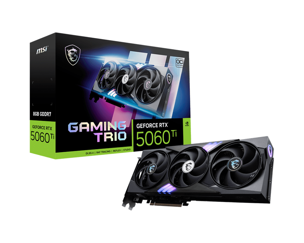 TARJETA DE VIDEO NVIDIA RTX5060TI 8GB OC GDDR7 MSI GAMING RTX 5060 TI 8G GAMING TRIO OC 12M DE GARANTIA
