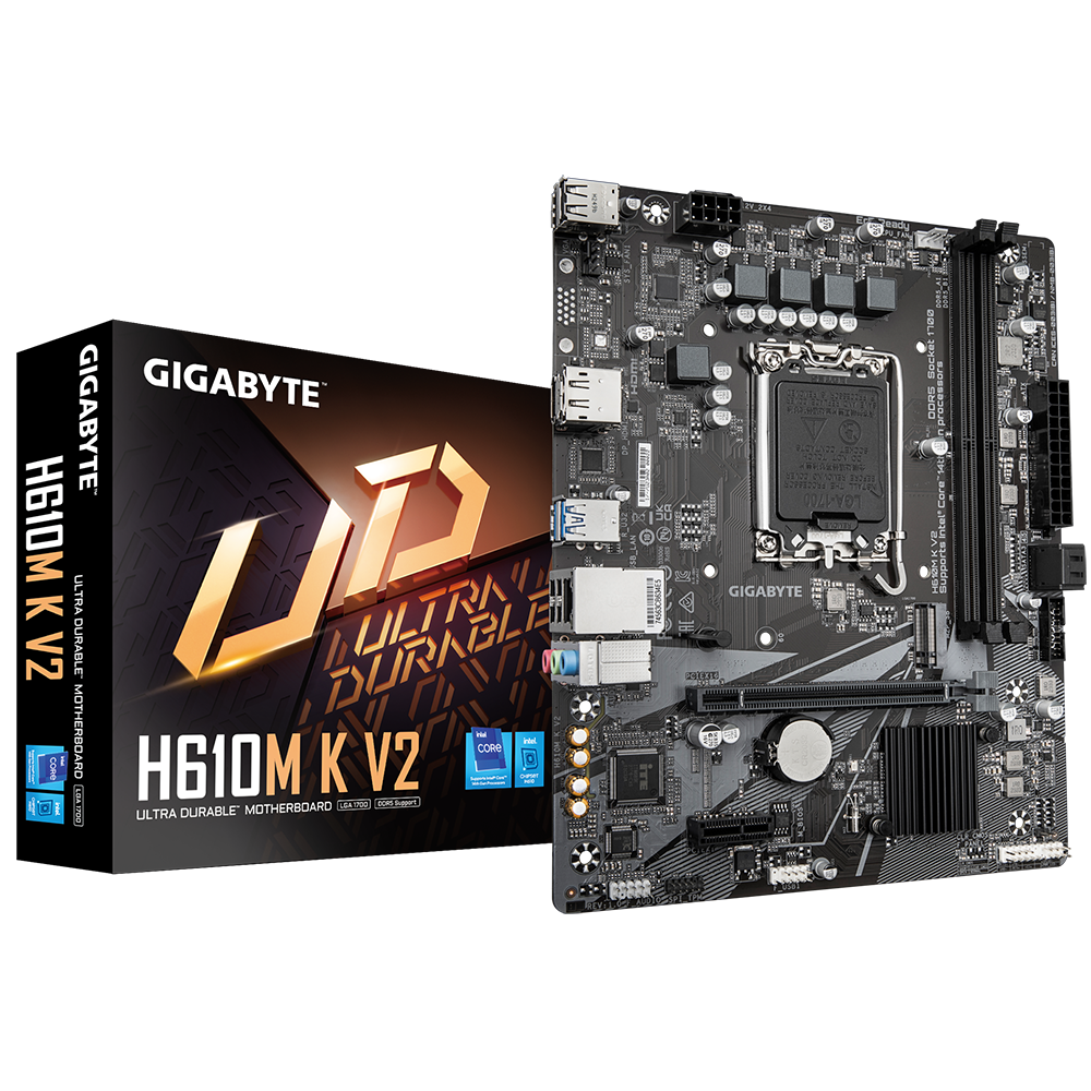 MOTHER INTEL H610M K V2 GIGABYTE LGA1700 2xDDR5 128GB M-ATX 12M DE GARANTIA