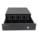 CAJON DE DINERO HOSTECH HT-300 4 BILLETES 8 MONEDAS NEGRO ACERO RJ11 HTPOSCD1B GARANTIA CON FABRICANTE