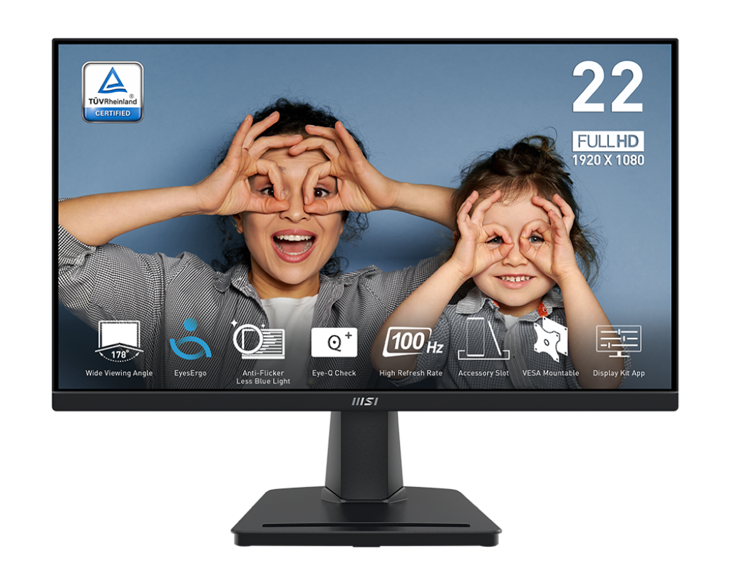 MONITOR 22 MSI PRO MP225V 1MS 100HZ FULL HD VA ANTIGLARE ADAPTIVE SYNC 12M DE GARANTIA