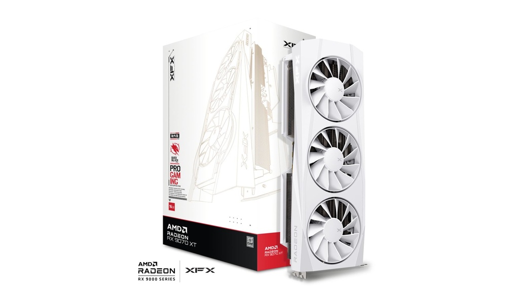 TARJETA DE VIDEO RADEON RX9070XT 16GB GDDR6 XFX QUICKSILVER GAMING BLANCA RX-97TQICKW9 1AÑO DE GARANTIA