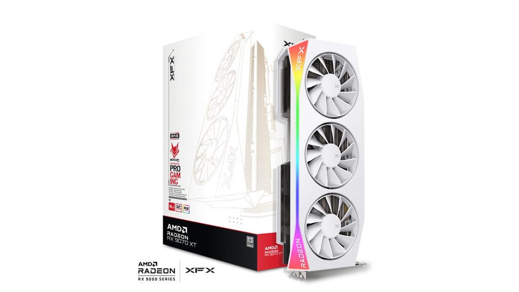 TARJETA DE VIDEO RADEON RX9070XT 16GB OC GDDR6 XFX MERCURY BLANCA RX-97TRGBBW9 12M DE GARANTIA