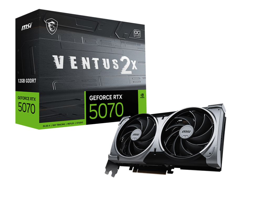 TARJETA DE VIDEO NVIDIA RTX5070 VENTUS 2X MSI 12GB GDDR7 RTX 5070 12G VENTUS 2X OC 1AÑO DE GARANTIA