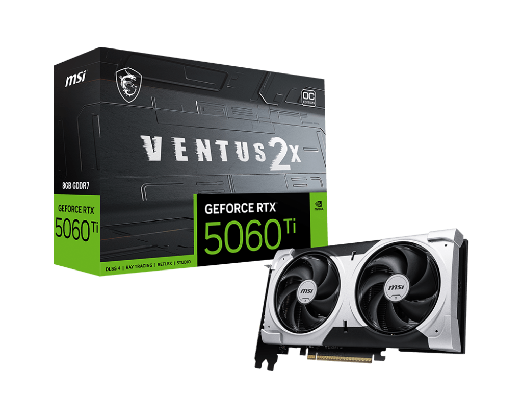 TARJETA DE VIDEO NVIDIA RTX5060TI 8GB OC GDDR7 MSI VENTUS RTX 5060 TI 8G VENTUS 2X OC PLUS 12M DE GARANTIA