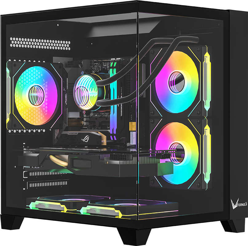 GABINETE FORMULA V LINE Z9M FLOE NEGRO S/FUENTE CRISTAL M-ATX USB-C 11M DE GARANTIA