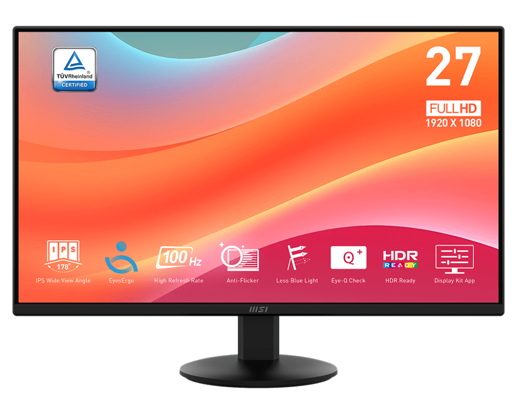 MONITOR 27 MSI PRO MP272L 1MS 100HZ FULL HD IPS BOCINAS ANTI-GLARE ADAPTIVE SYNC 12M DE GARANTIA