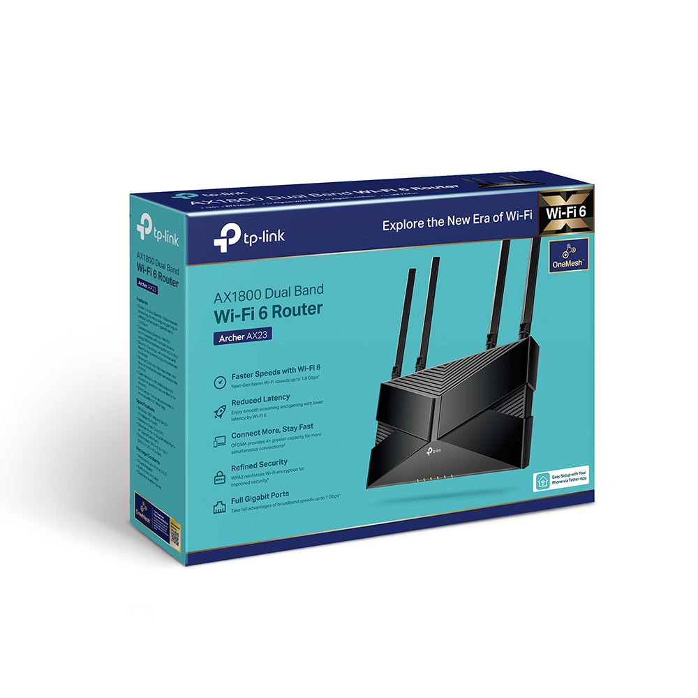 ROUTER TPLINK ARCHER AX23 5/2.4GHZ AX1800 WIFI6 DUAL BAND 1AÑO DE GARANTIA