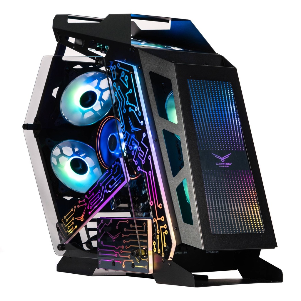 GABINETE NACEB OLYMPIAN GAMER M-ATX 3VENT ARGB S/FUENTE CRISTAL NEGRO NA-0641 11M DE GARANTIA