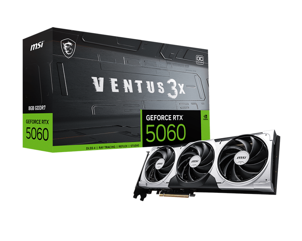 TARJETA DE VIDEO NVIDIA GEFORCE RTX5060  8GB OC GDDR7 MSI VENTUS RTX 5060 8G VENTUS 3X OC 12M DE GARANTIA