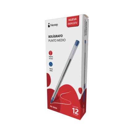 BOLIGRAFO NEXTEP NE-060A AZUL PUNTO MEDIO C/12PZS SIN GARANTIA
