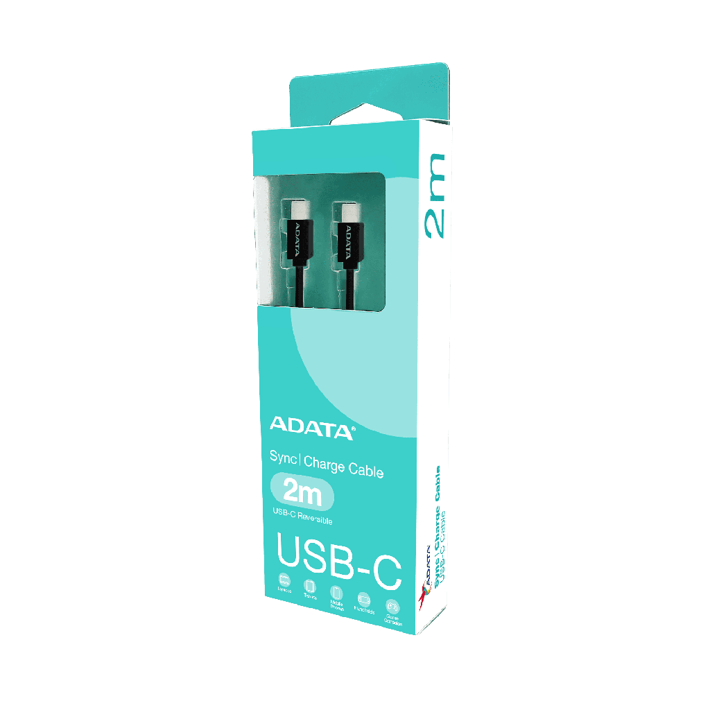 CABLE ADATA USB-C/USB-C NEGRO 2METROS CACC-200PN-BK SIN GARANTIA