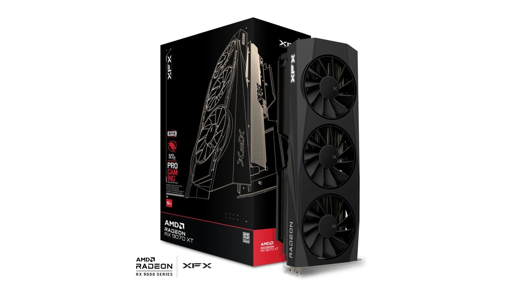 TARJETA DE VIDEO RADEON RX9070XT 16GB GDDR6 XFX QUICKSILVER GAMING RX-97TQICKB9 12M DE GARANTIA