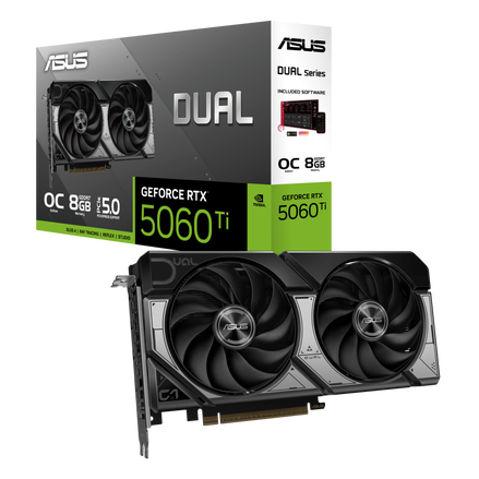 TVIDEO ASUS DUAL RTX 5060 TI 8GB OC GDDR7 HDMI DP DUAL-RTX5060TI-O8G 90YV0MP2-M0AA00 1AÑO DE GARANTIA