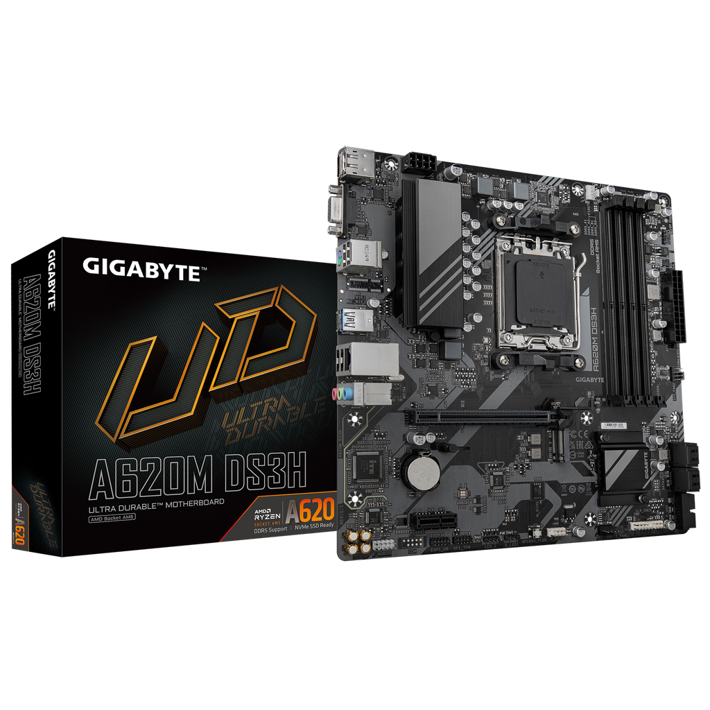 MOTHER AMD A620M DS3H GIGABYTE AM5 4xDDR5 256GB M-ATX 1AÑO DE GARANTIA