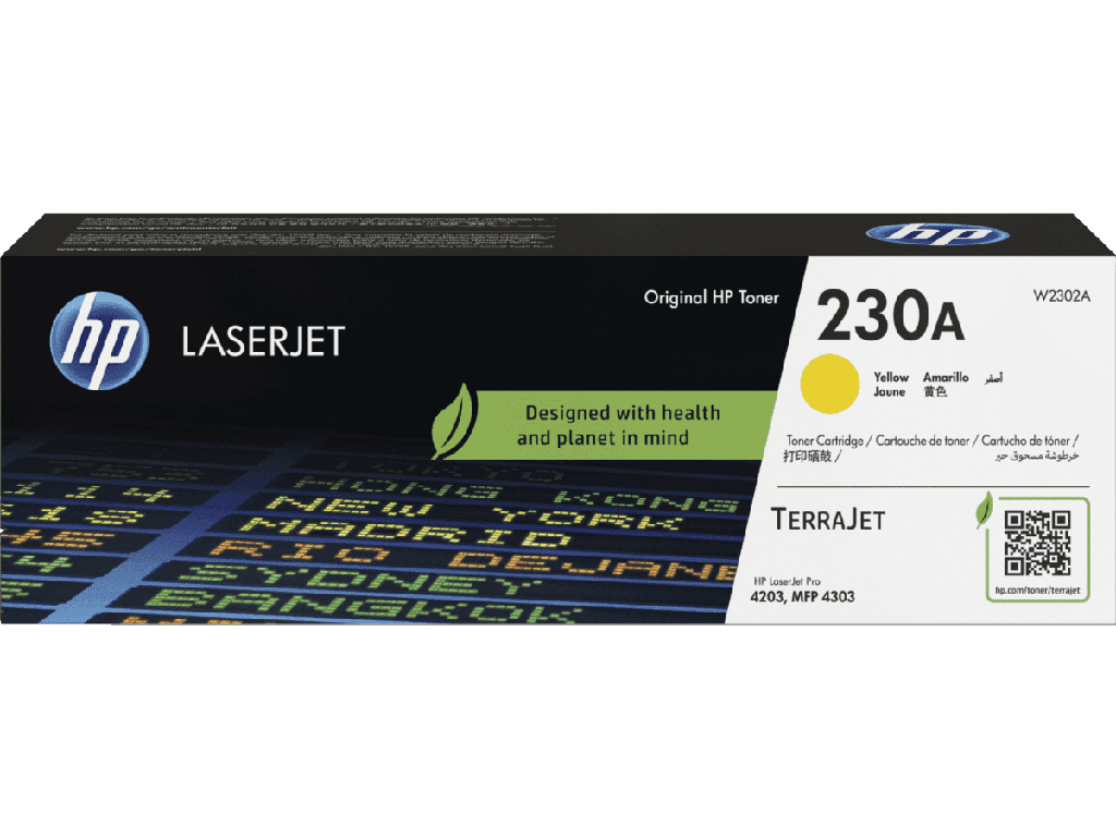 TONER HP 2302A AMARILLO 1800 PAGINAS COM/4203CDN/4203DW/4303DW/4303FDN/4303FDW W2302A SIN GARANTIA