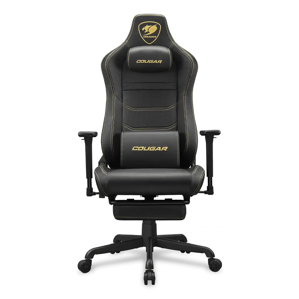 SILLA COUGAR ARMOR EVO S GOLD NEGRO/DORADO REPOSA PIES SOPORTA 120KG 3MEVSGLB.0001 11M DE GARANTIA