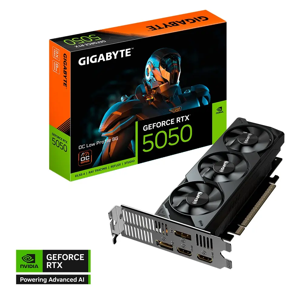 TARJETA DE VIDEO NVIDIA GEFORCE RTX5050 8GB OC GDDR6 GIGABYTE LOW PROFILE GV-N5050OC-8GL 12M DE GARANTIA