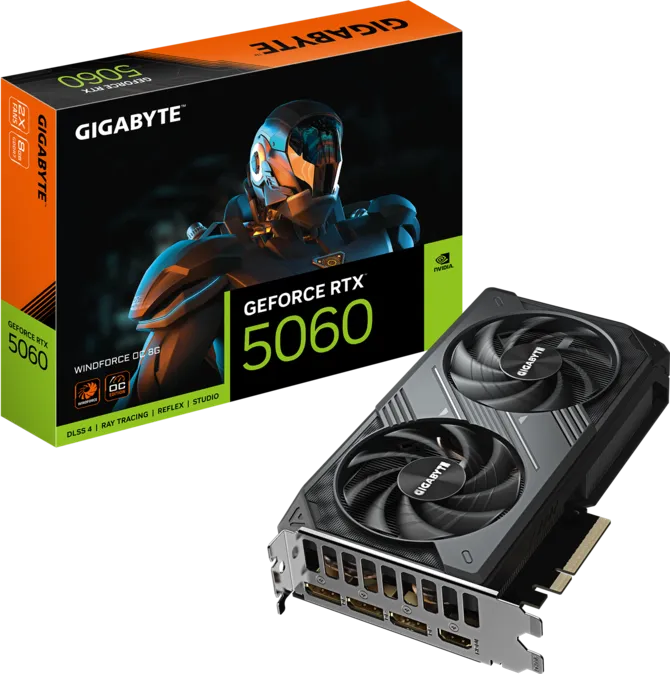 TARJETA DE VIDEO NVIDIA GEFORCE RTX5060 8GB OC GDDR7 GIGABYTE WINDFORCE GV-N5060WF2OC-8GD 12M DE GARANTIA