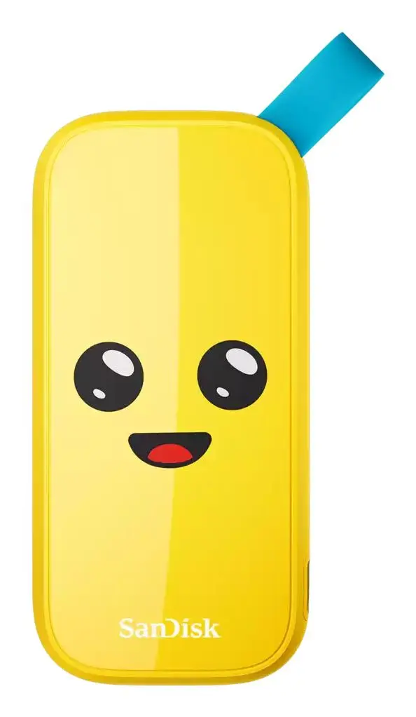 SSD EXTERNO SANDISK 1TB USB 3.2 800MB/S EDICION PEELY AMARILLO SDSSDE30-1T00-G25F 1AÑO DE GARANTIA