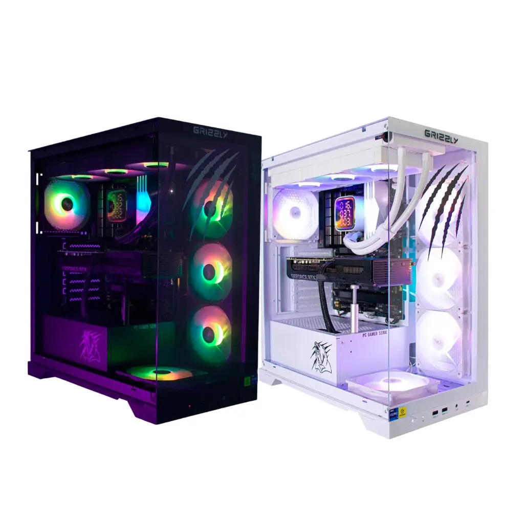 PC GAMER GRIZZLY INTEL CORE I9 14900KF RTX5070 64GB NV3 2TB WIFI BT DISPONIBLE EN BLANCO Y NEGRO PG-INTEL087 1 AÑO DE GARANTIA 