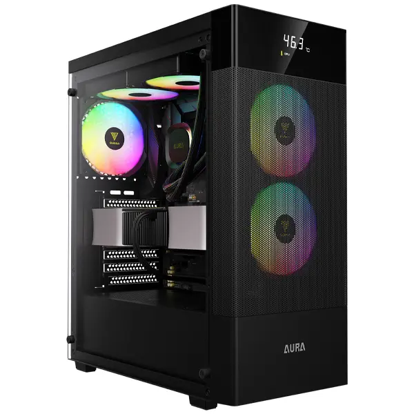 GABINETE GAMDIAS AURA GC5 ELITE ARGB NEGRO DIGITAL ATX S/FUENTE CRISTAL AU-GC5 ELITE ARGB 11M DE GARANTIA