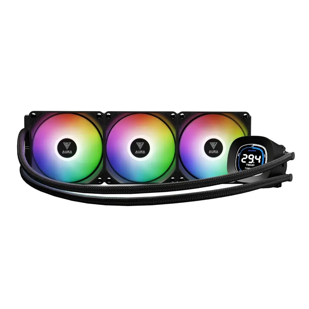 ENFRIAMIENTO GAMDIAS AURA GL360 DIGITAL ARGB NEGRO 360MM AM5/LGA1851 AU-GL360 DIGITAL 11M DE GARANTIA