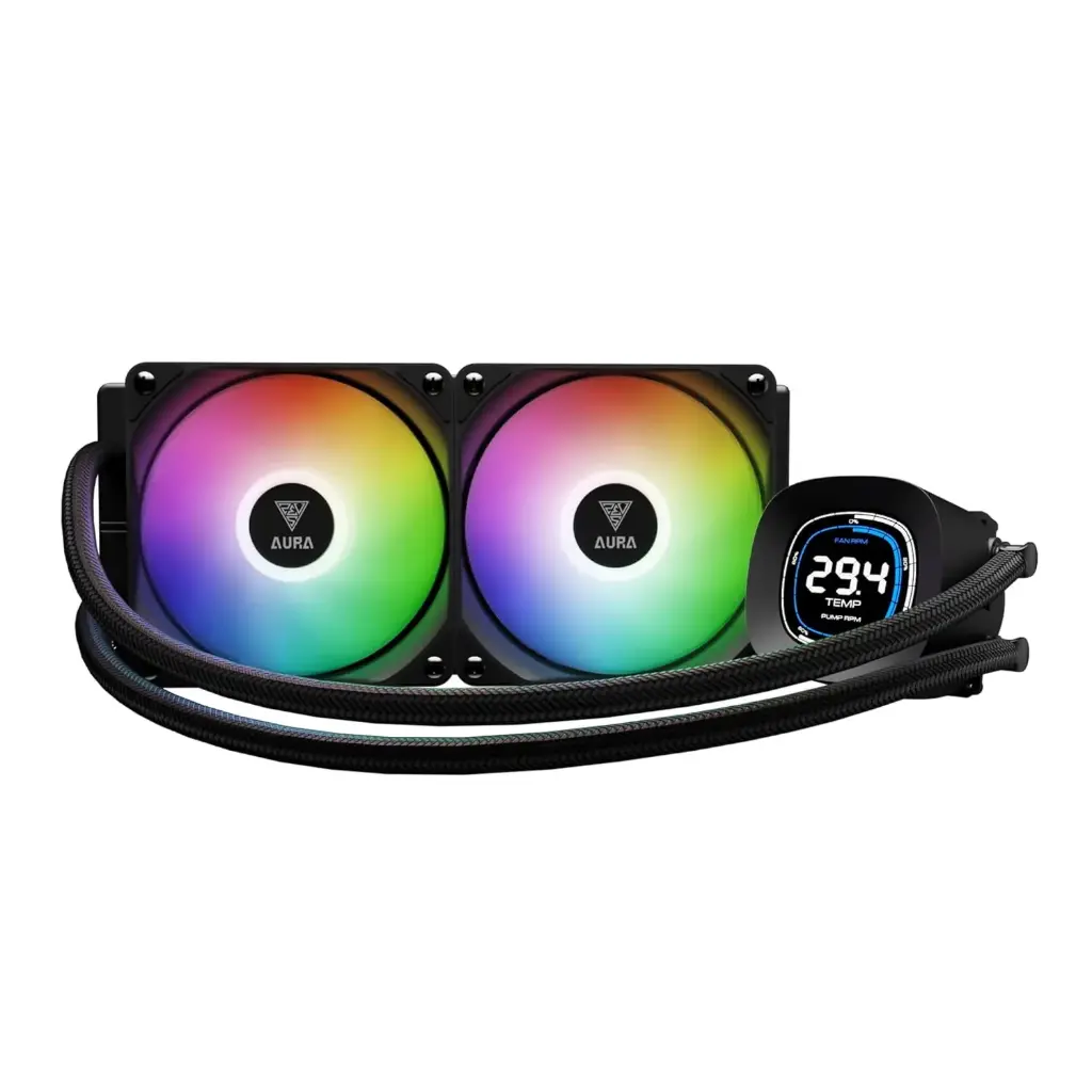 ENFRIAMIENTO GAMDIAS AURA GL240 DIGITAL ARGB NEGRO 240MM AM5/LGA1851 AU-GL240 DIGITAL 11M DE GARANTIA