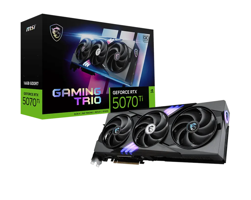 TARJETA DE VIDEO NVIDIA RTX5070TI 16GB GDDR7 MSI GAMING RTX 5070 TI 16G GAMING TRIO OC 12M DE GARANTIA