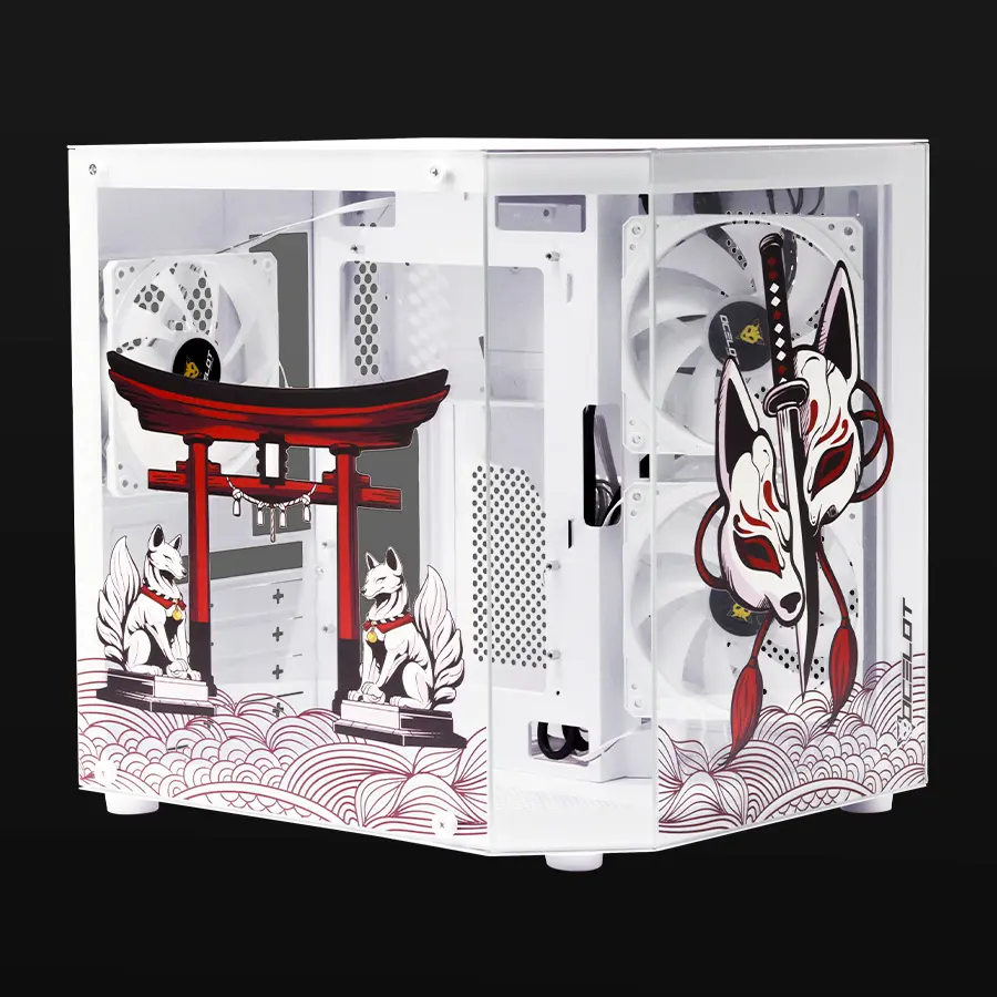 GABINETE OCELOT KITSUNE M-ATX S/FUENTE RGB CRISTAL 11M DE GARANTIA 
