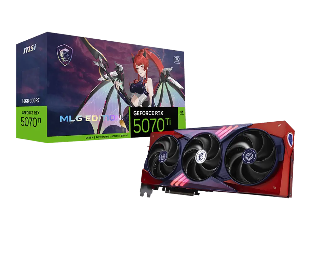 TARJETA DE VIDEO NVIDIA  RTX5070TI 16GB OC GDDR7 MSI RTX 5070 TI 16G MLG EDITION OC 1AÑO DE GARANTIA