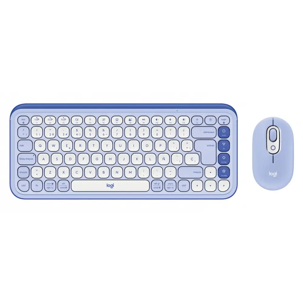 KIT 2 EN 1 LOGITECH POP ICON COMBO BLUETOOTH LILA BLANCO 920-013054 11M DE GARANTIA
