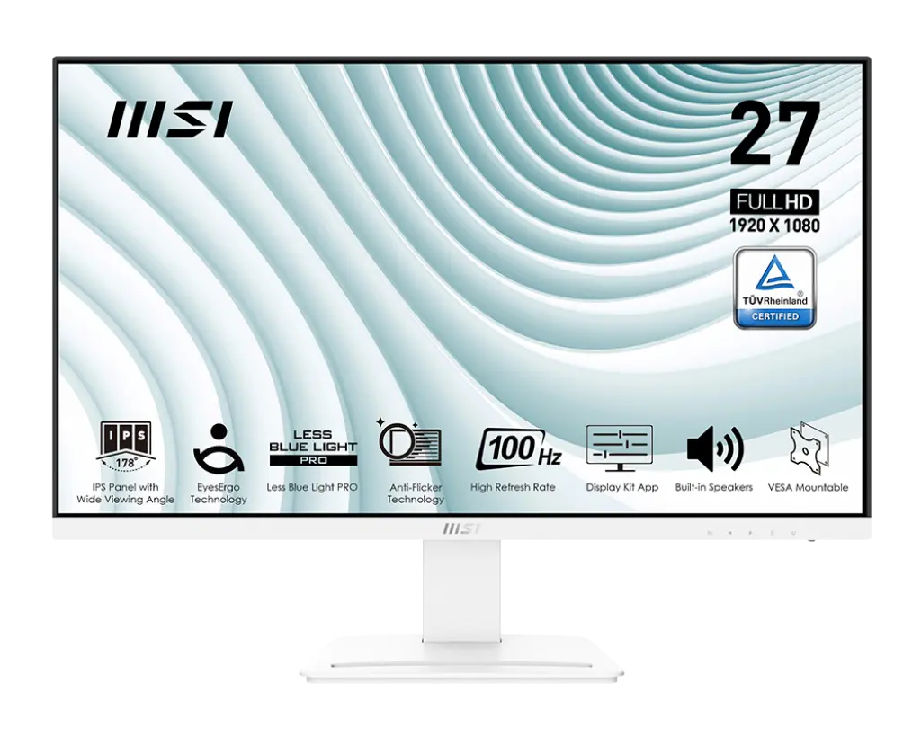 MONITOR 27 MSI PRO MP273AW 1MS 100HZ FULL HD IPS BLANCO BOCINA 1 AÑO DE GARANTIA