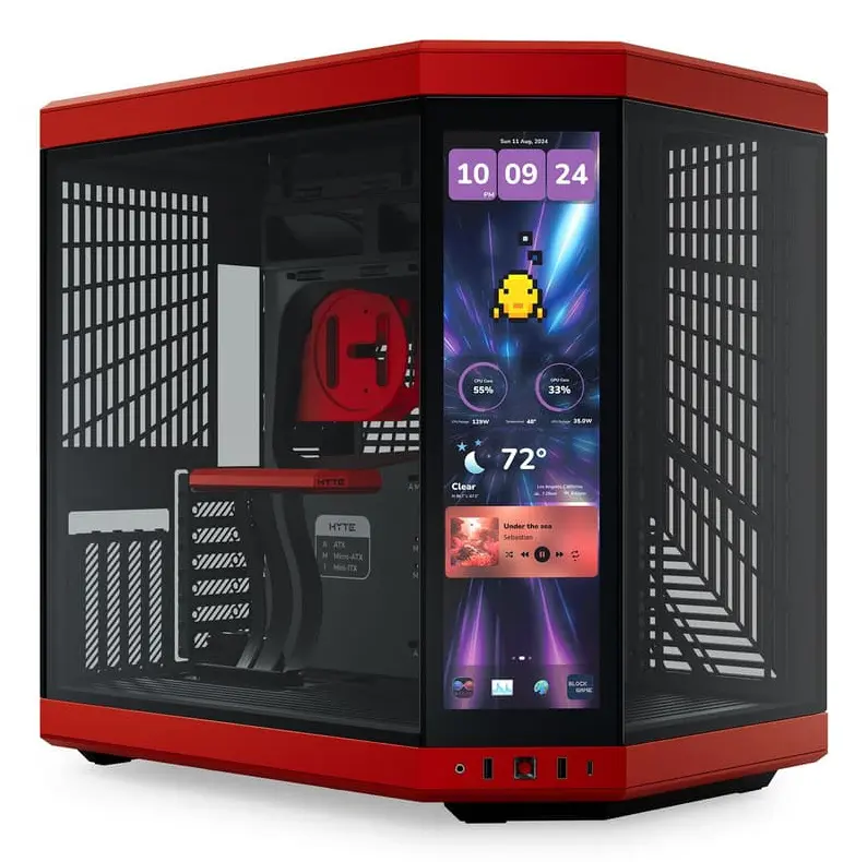 GABINETE HYTE Y70 TOUCH INFINITE EATX S/FUENTE CRISTAL NEGRO/ROJO CS-HYTE-Y70TTI-RB 12M DE GARANTIA