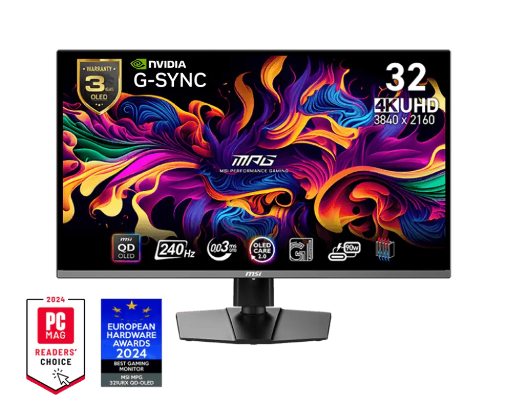 MONITOR 32 MSI MPG 321URX QD-OLED 0.3MS 240HZ UHD GAMER QD OLED ANTI-GLARE G-SYNC GARANTIA CON FABRICANTE