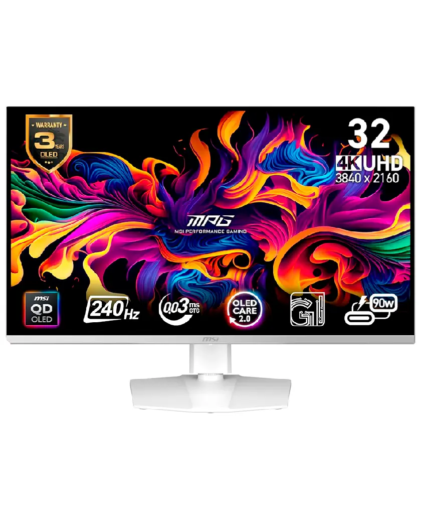 MONITOR 32 MSI MPG 321URXW QD-OLED 0.3MS 240HZ UHD GAMER QD OLED BLANCO ANTI-GLARE G-SYNC GARANTIA CON FABRICANTE