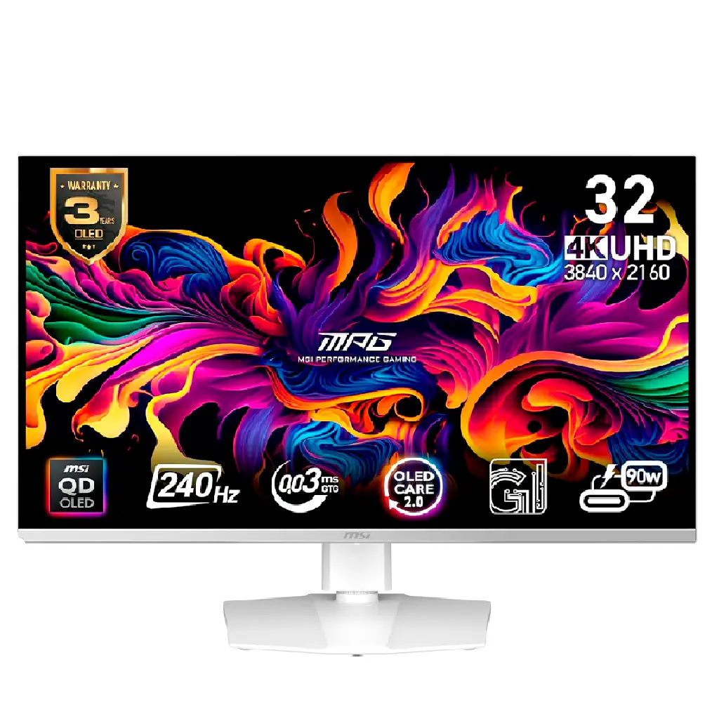 MONITOR 32 MSI MPG 321URXW QD-OLED 0.3MS 240HZ UHD GAMER QD OLED BLANCO ANTI-GLARE G-SYNC GARANTIA CON FABRICANTE