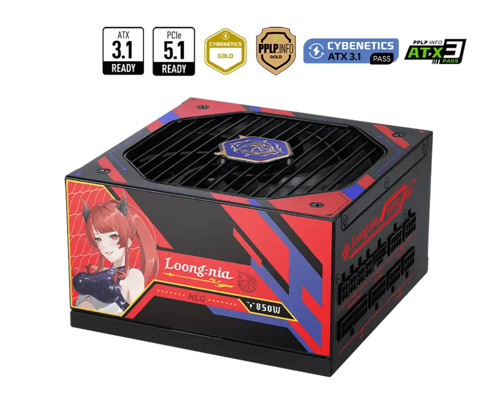 FUENTE MSI A850GLS MLG EDITION 850W 80 PLUS GOLD PCIE 5.1 FULL MODULAR ATX 12M DE GARANTIA