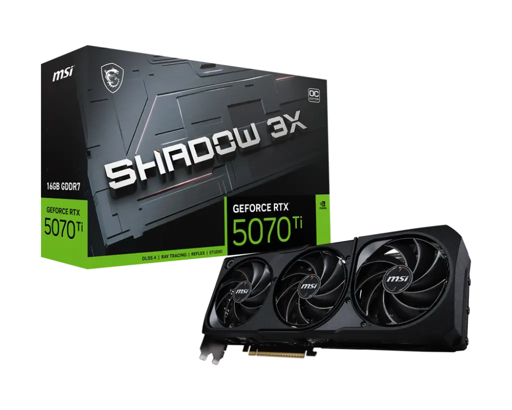TARJETA DE VIDEO NVIDIA RTX5070TI 16GB OC GDDR7 MSI SHADOW 3X 12M DE GARANTIA